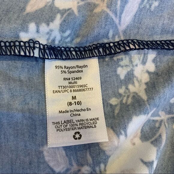 Time And Tru Women's Navy Blue Floral Print Semi-Fitted Maternity Dress Size M - Picture 9 of 12